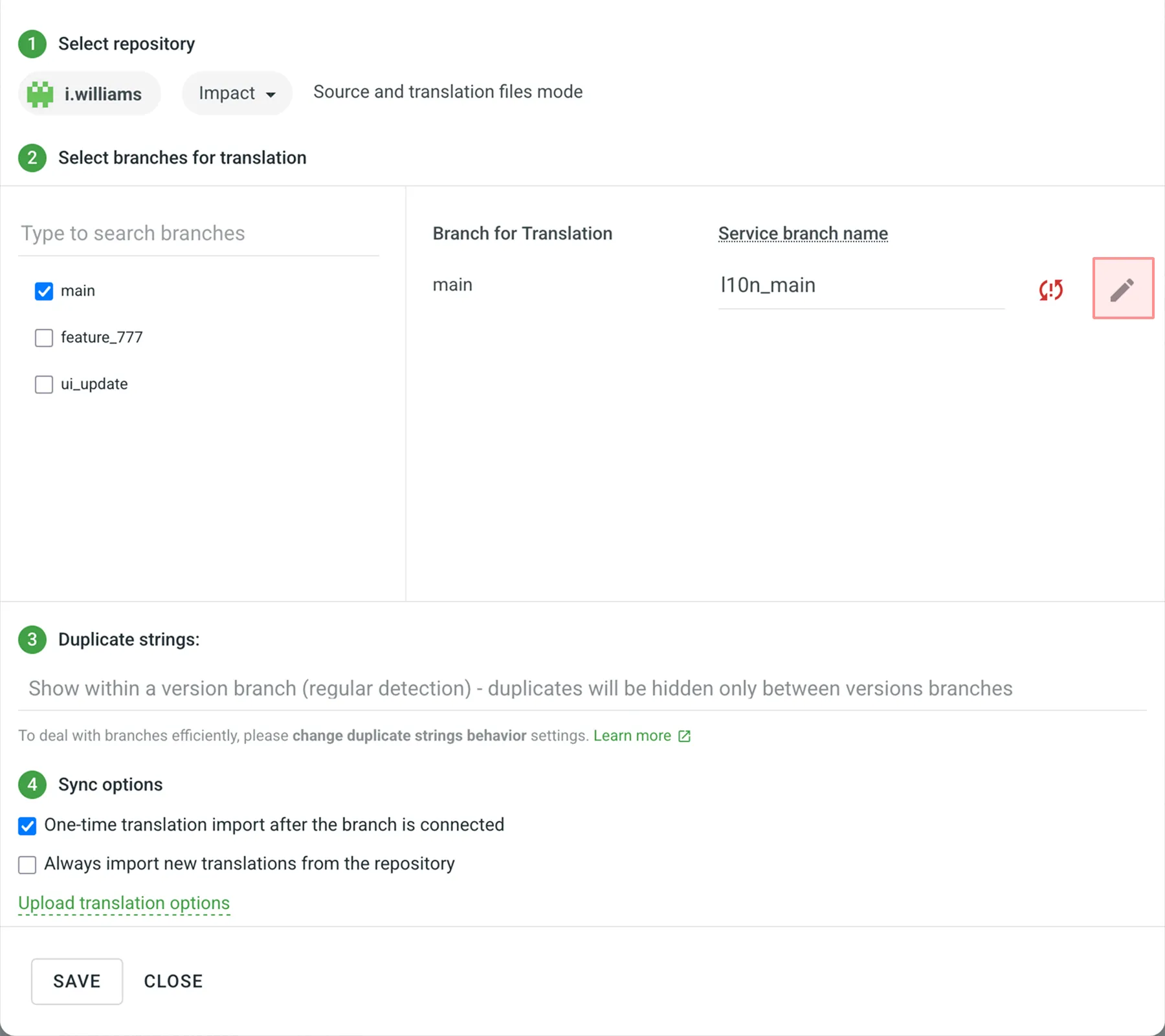 Edit Integration